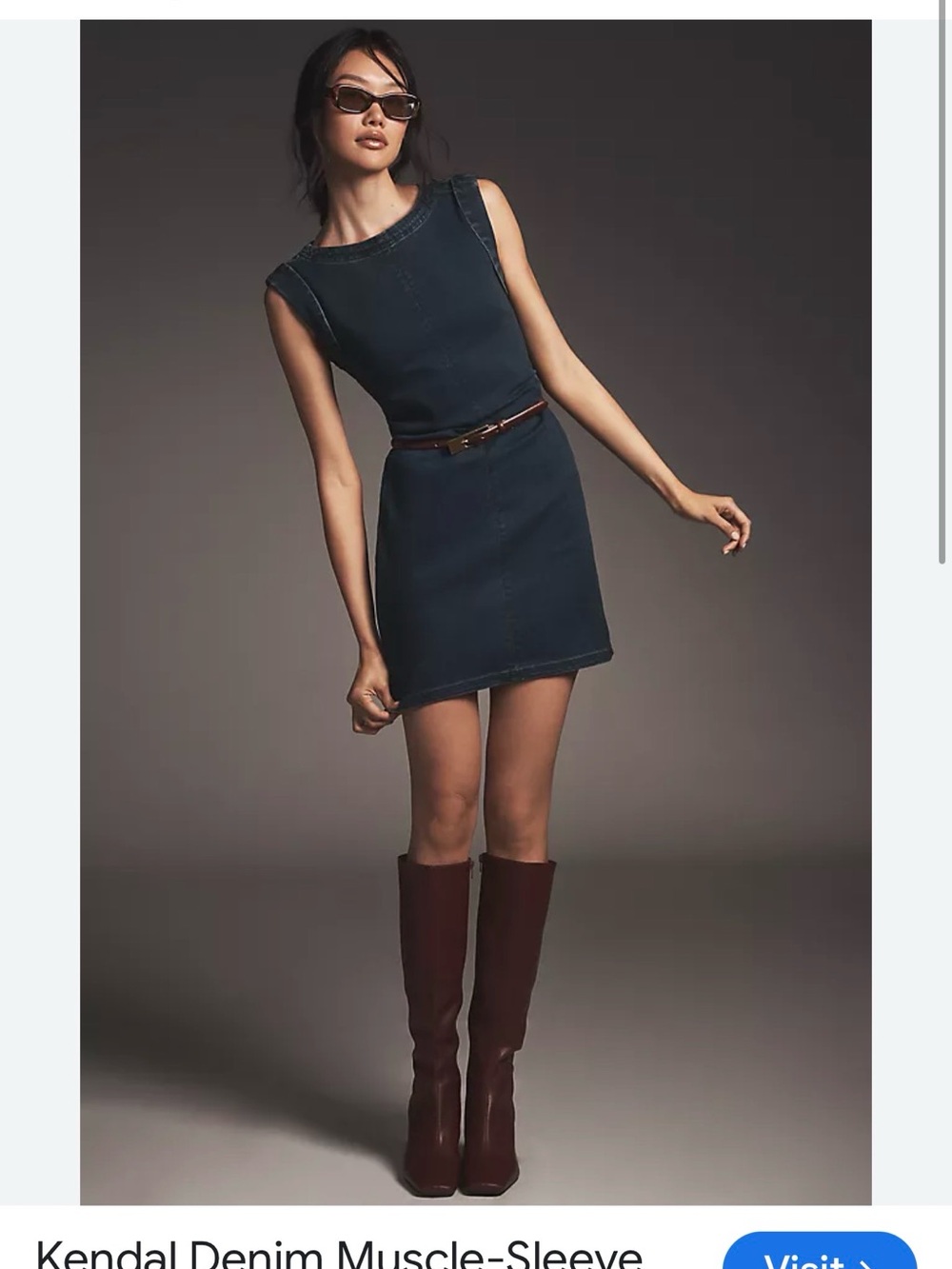 Pilcro from Anthropologie. Sleeveless Blue Denim Shift Dress. Zip-back.